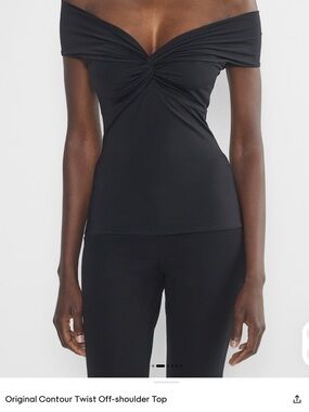 Aritzia Pink Off-Shoulder Twist Contour Top